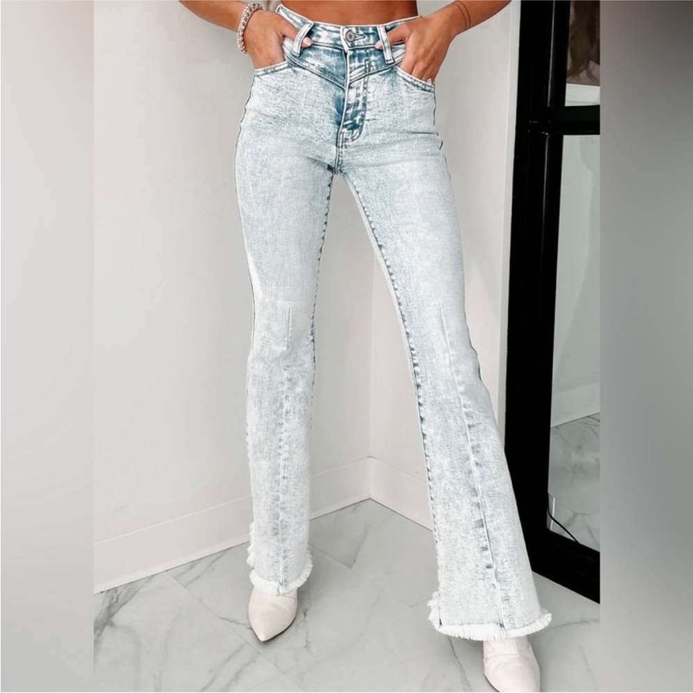 Kancan acid wash high rise flare denim jeans - Picture 6 of 12